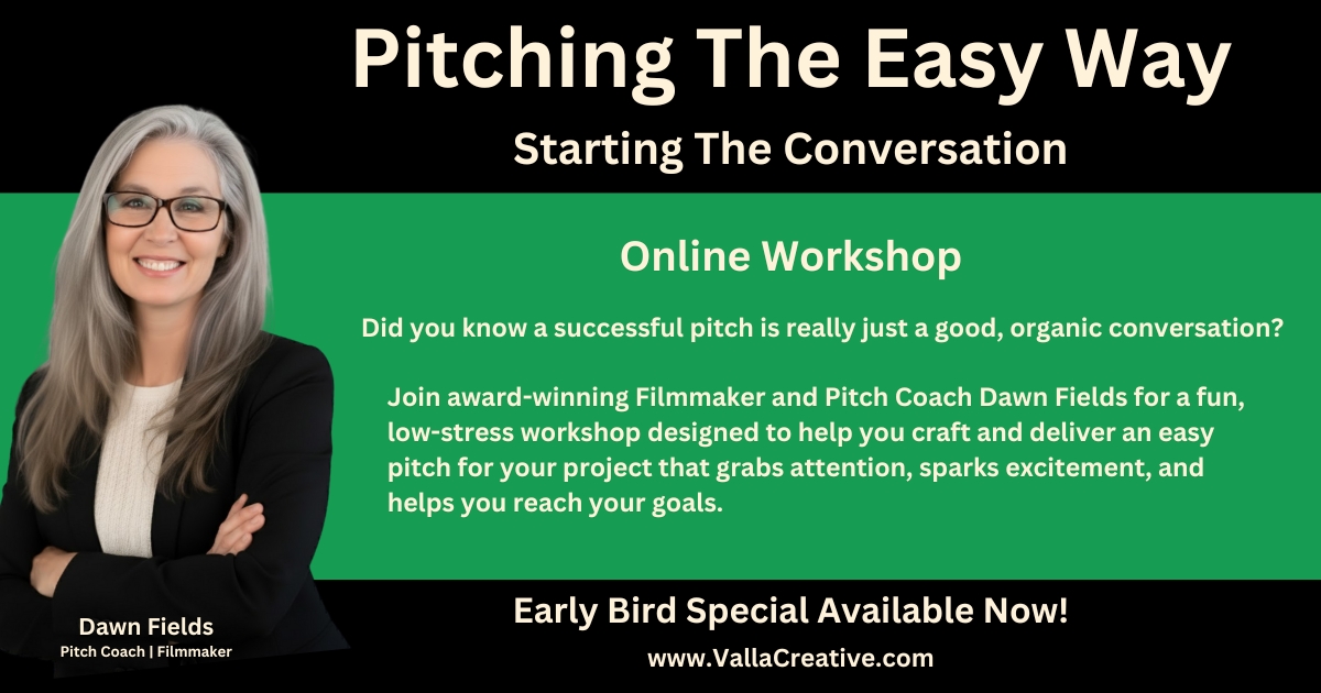 Pitch Banner 01 getting to the point workshop promo image with woman pointing